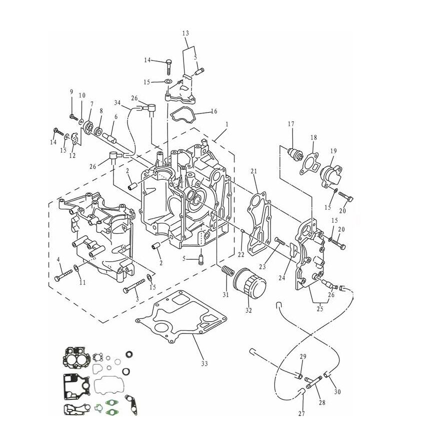 8 tot 15 PK 4-Takt 98-07 (323cc) Blok 8 tot 15 PK 4-Takt 98-07 (323cc) Blok