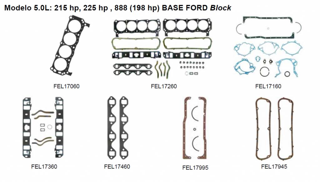 5.0L: 215 PK, 225 PK, 888 (198 PK) BASE FORD