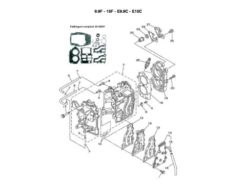 9.9 / 15 PK 2-Takt Motorblok
