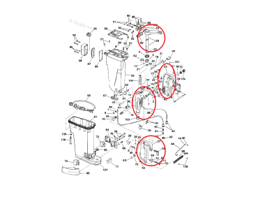 OMC / Johnson Evinrude 40/50 PK Swivel Bracket complete + tilt cilinder 0434037 (0332439, 0333623, 0333621, 0433584)