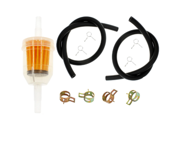Benzinefilter + 2x benzineslang van 30 cm lang en diameter 6 mm + clips 
